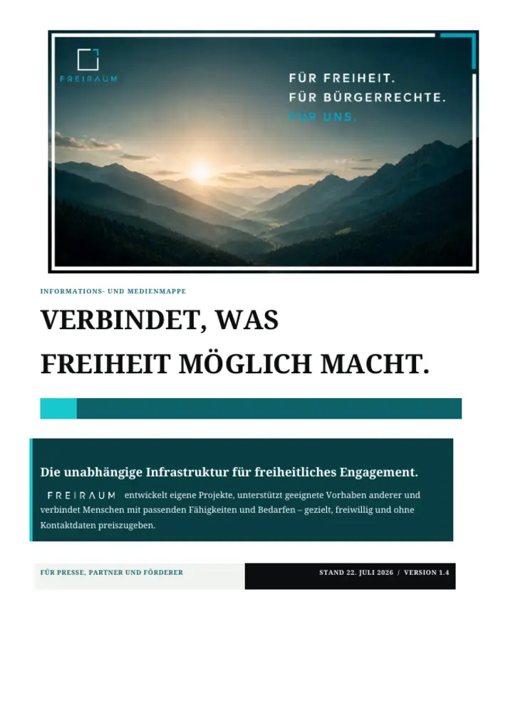 Titelseite der FREIRAUM Informations- und Medienmappe